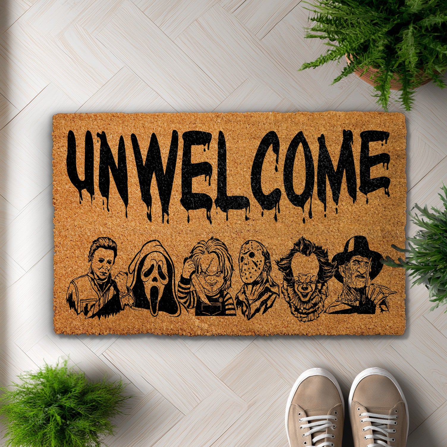 Spooky Season Coir Rug, Horror Movie Doormat, Scary Movies Welcome