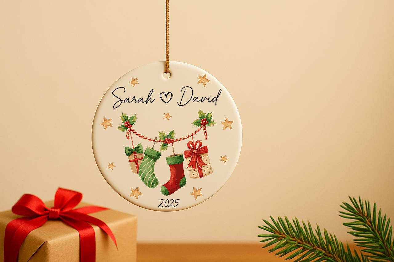 Personalized Couple Xmas Ornament, First Christmas Together Keepsake
