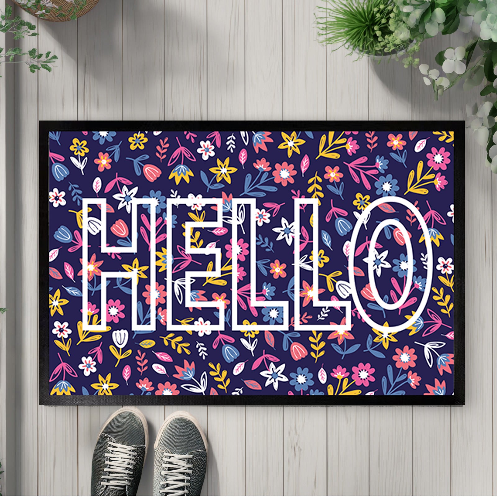 Vibrant Floral Doormat, Wildflower Welcome Mat, Housewarming Gift!