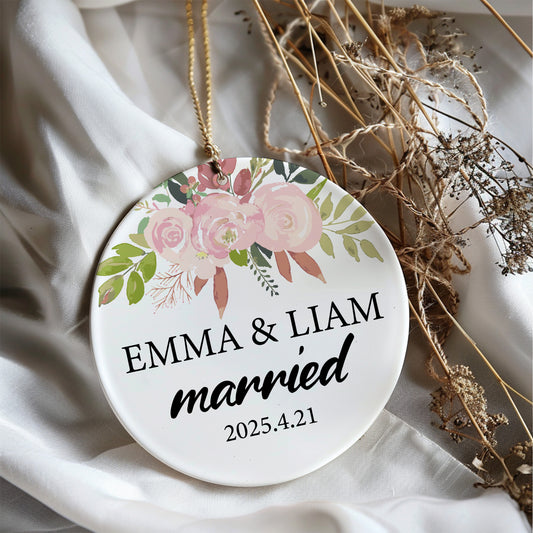 Custom Wedding Ornament, Personalized Marriage Decor & Bridal Shower Gift