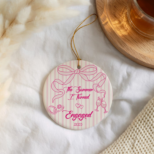 Aesthetic Engagement Ceremony Souvenir, Coquette Bow Engaged Couple Keepsake