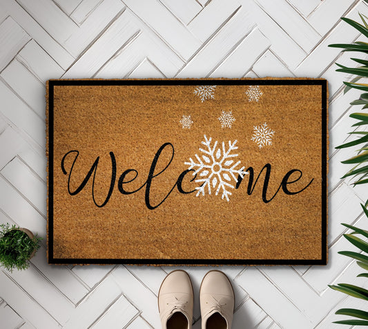 Winter Welcome: Snowflake Doormat, Festive Front Porch Rug, Housewarming Gift