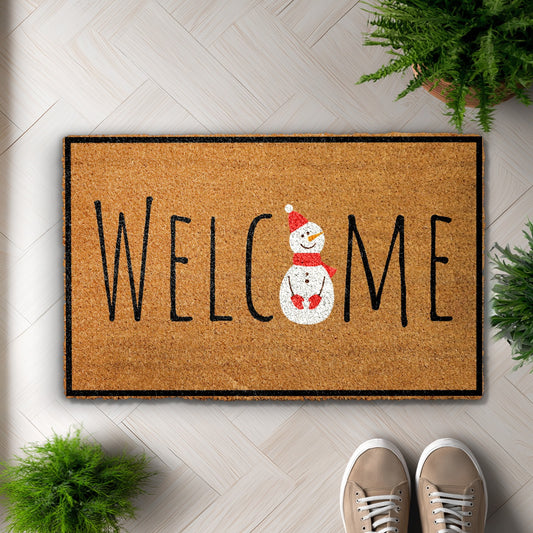 Winter Welcome with Snowman Doormat: Festive Holiday Front Porch Decor