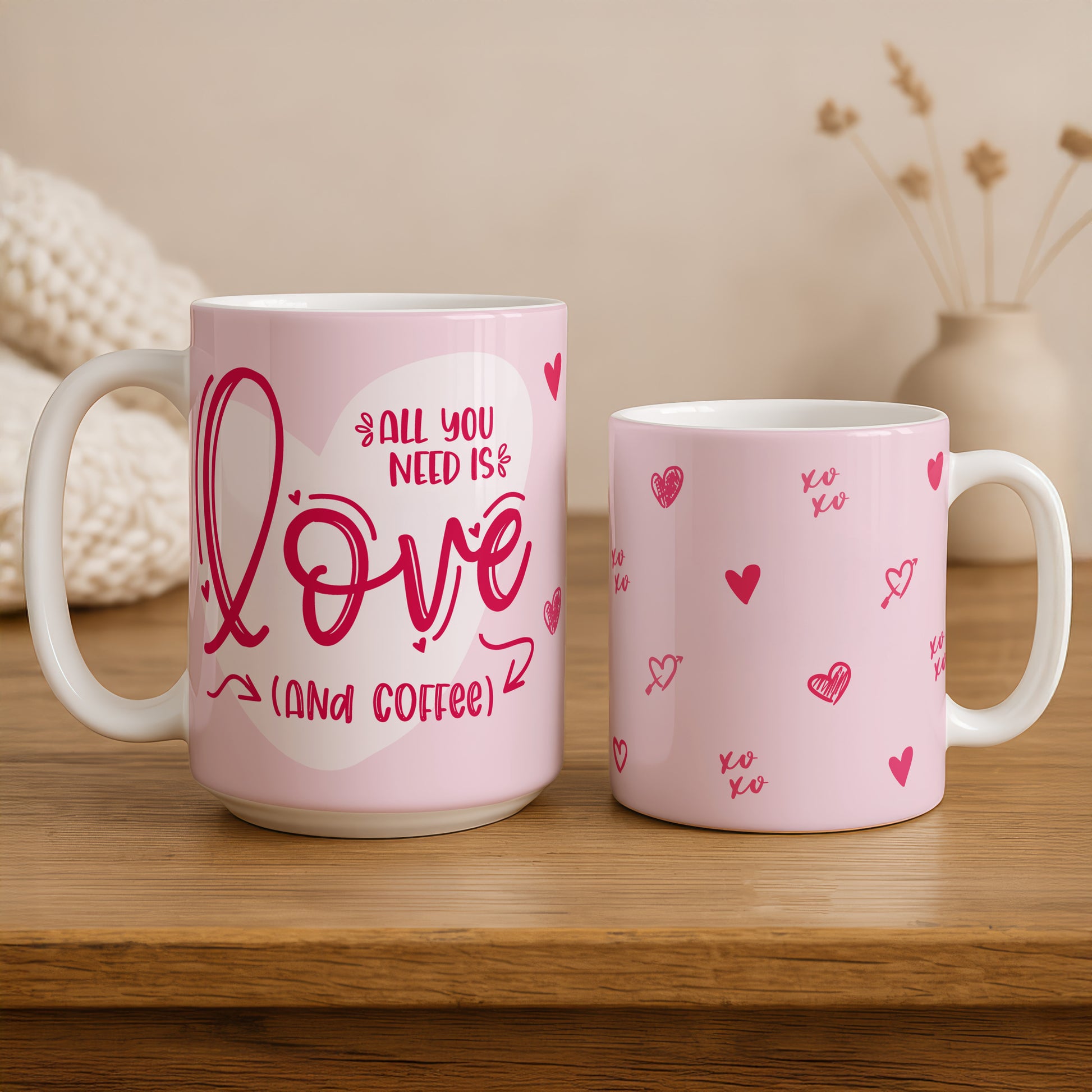 Pink Xoxo Ceramic Mug, Perfect Valentine's Day Gift for Coffee Lovers