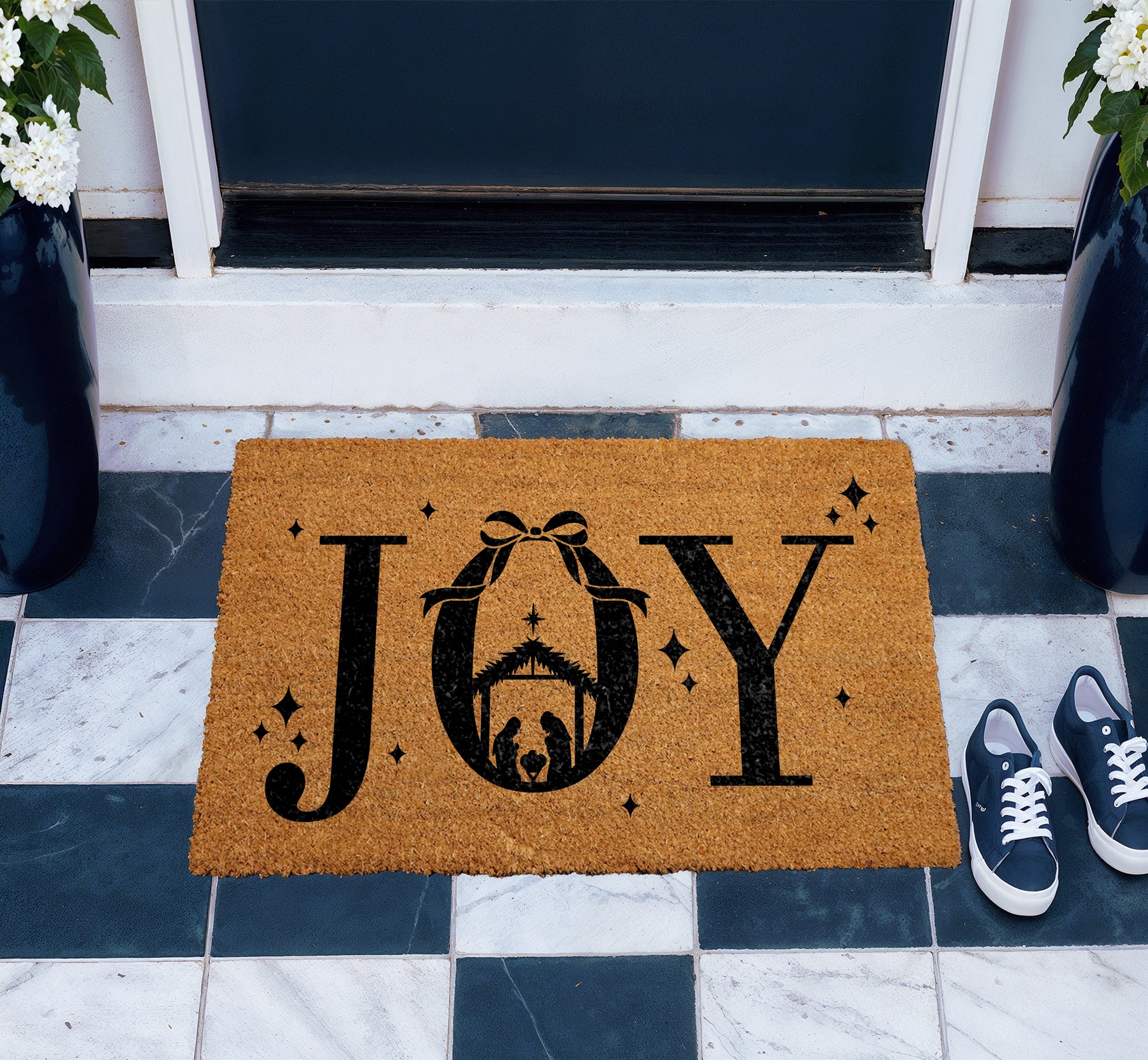 Spread Joy with Religious Nativity Scene Doormat, Perfect Holiday Decor