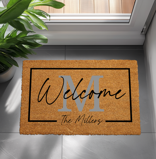 Personalized Family Name Welcome Doormat, Ideal Gift for Homeowners