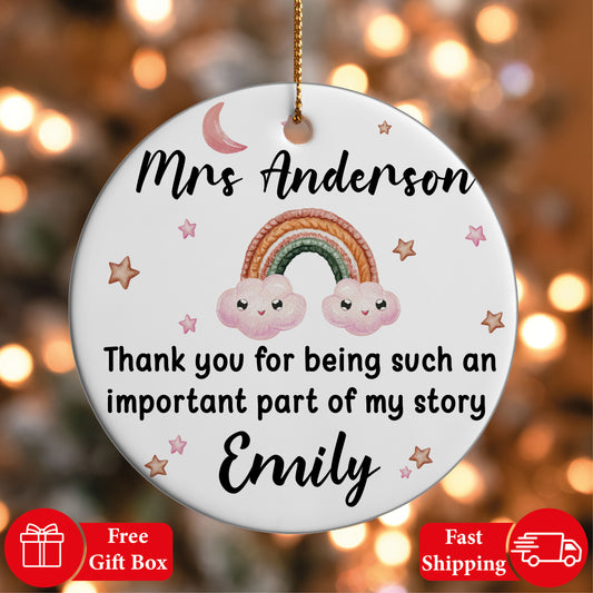 Express Gratitude with Personalized Teacher Ceramic Ornament, a Meaningful Gift