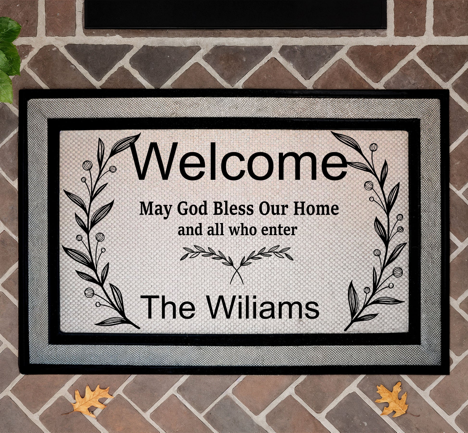 Custom Religious Welcome Mat: Personalized Family Blessings Doormat