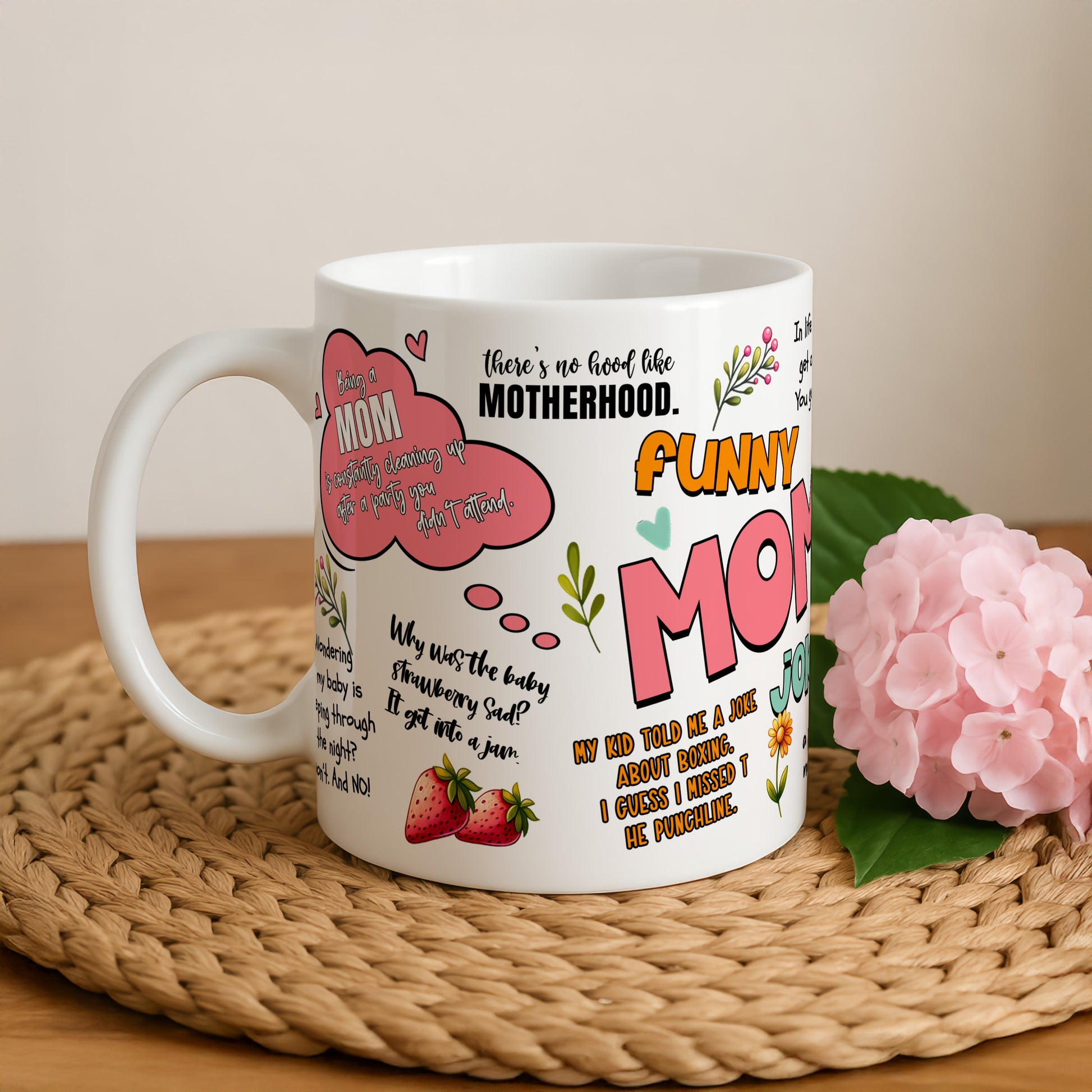 Hilarious Mom Jokes Mug, Humorous Mother's Day Gift Cup