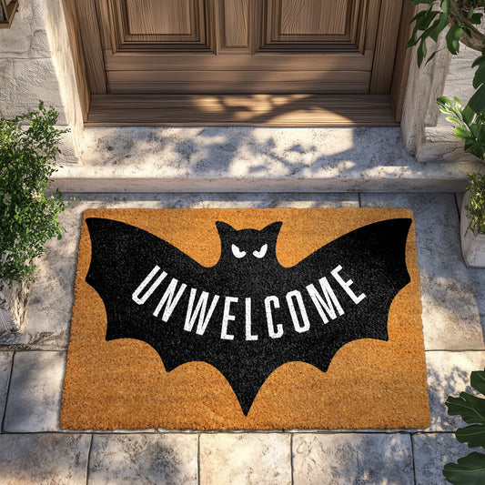 Spooky Bat, Funny Gothic Doormat for Fall Front Door Decor