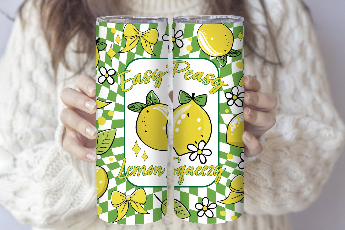 Brighten Up Your Day with this Lemon Themed Stainless Steel Tumbler!