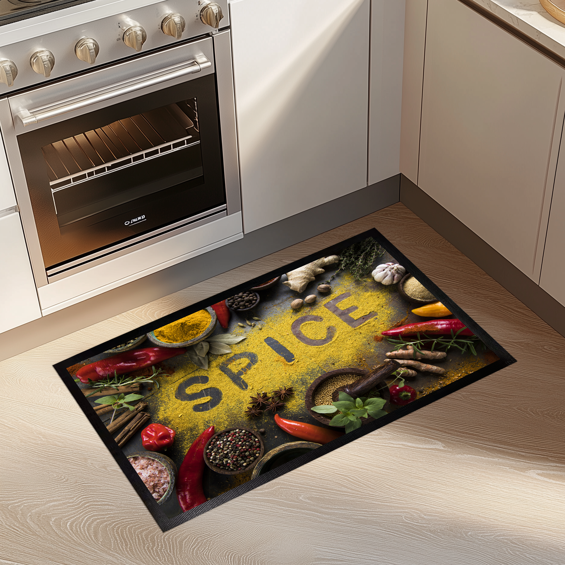 Farmhouse Style Kitchen Rug, Anti-Fatigue Mat, Rustic Spice Design