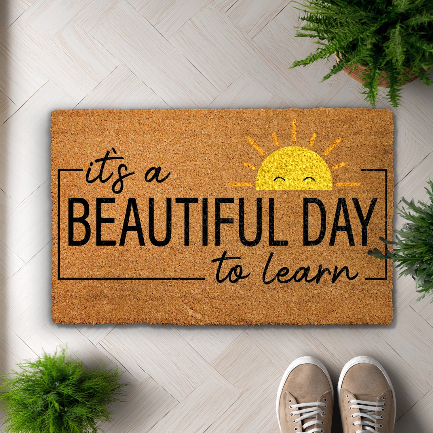 Happy Sun Classroom Welcome Mat, Back To School Gift