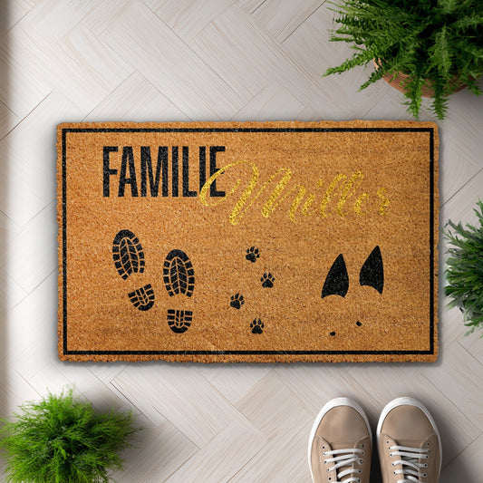 Personalized Family Footprint Doormat, Ideal Housewarming Gift for Dog Lovers