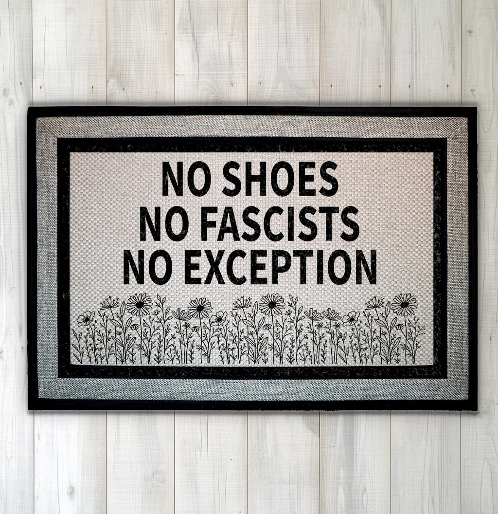 Floral Anti-Fascist Welcome Mat, Outdoor Progressive Home Decor