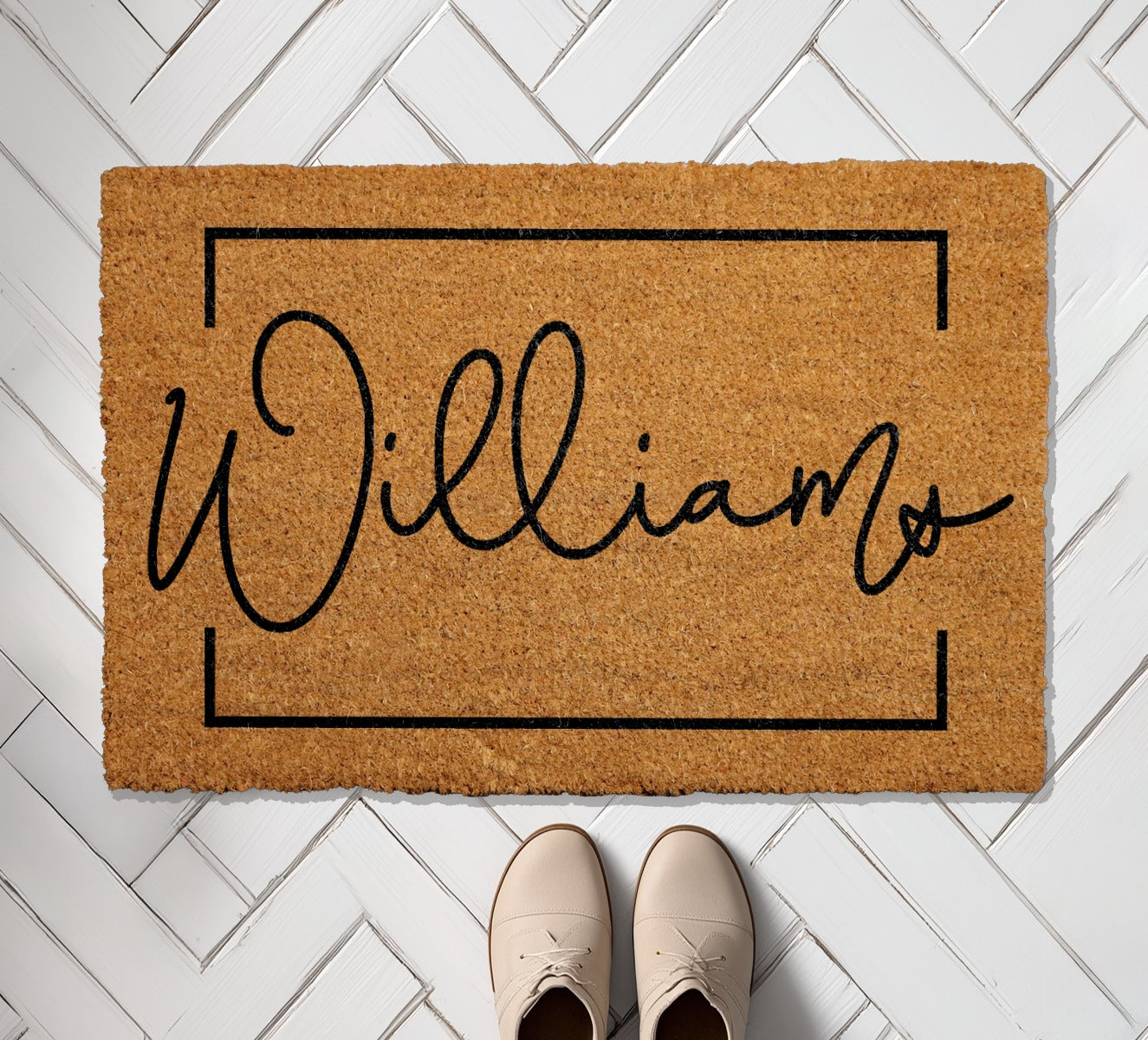 Custom Script Font Doormat: Unique Housewarming Gift for Front Porch