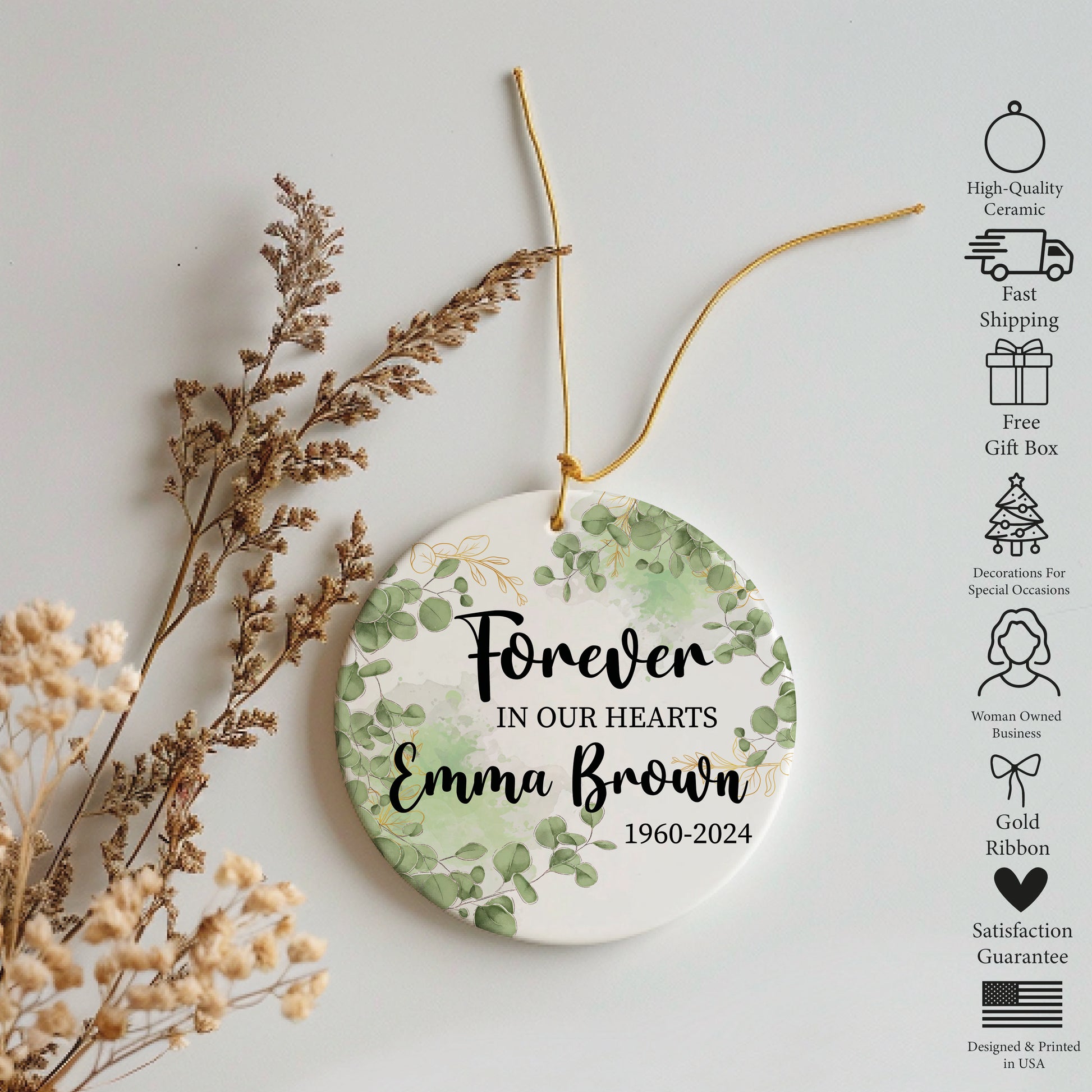 Honor their memory with a personalized ceramic ornament.