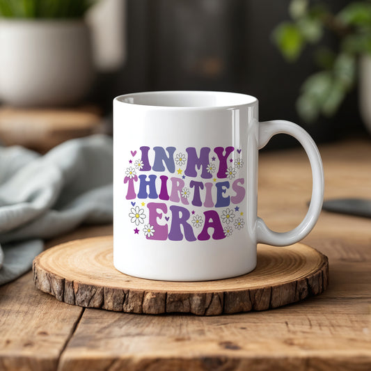 Daisy Flowers 30th Birthday Ceramic Mug, Aesthetic Milestone Gift
