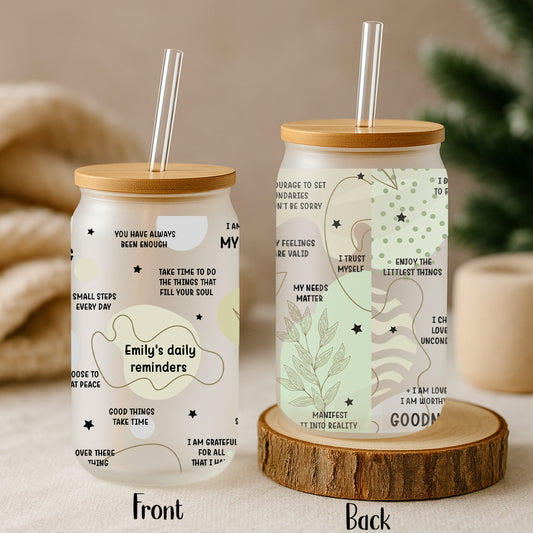 Empowering Smoothie Cup, Custom Daily Reminder Iced Coffee Glass