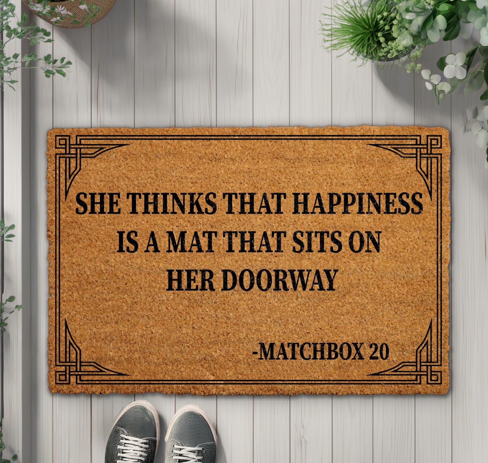 Iconic Song Lyric Decor, Music Lover's Funny Front Porch Rug