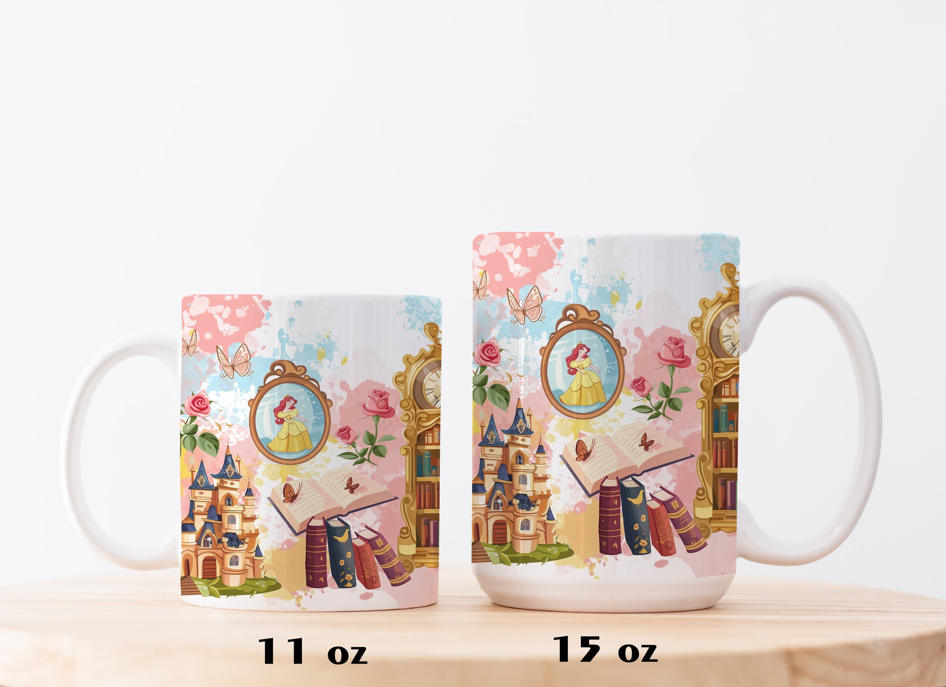 Belle inspired ceramic mug, perfect Disney gift for girls.