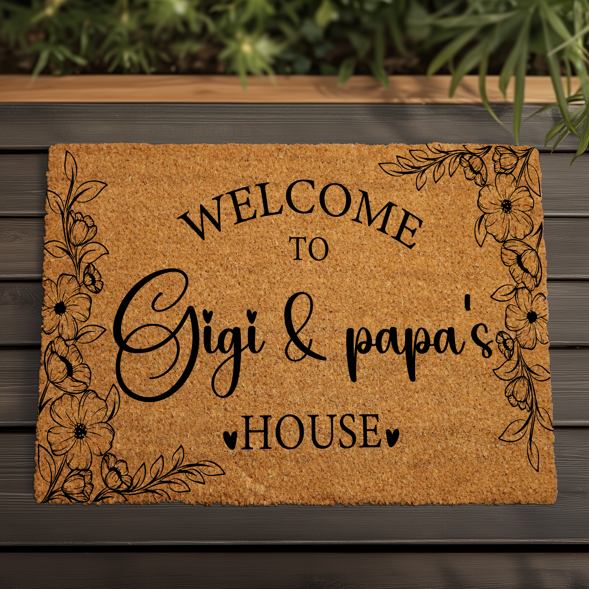 Personalized Grandparents Doormat, Welcoming Guests to Gigi and Papa's Home