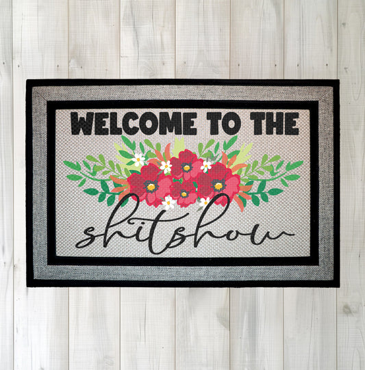 Redefine Your Entryway with Our Funny Floral Doormat, Red Flower