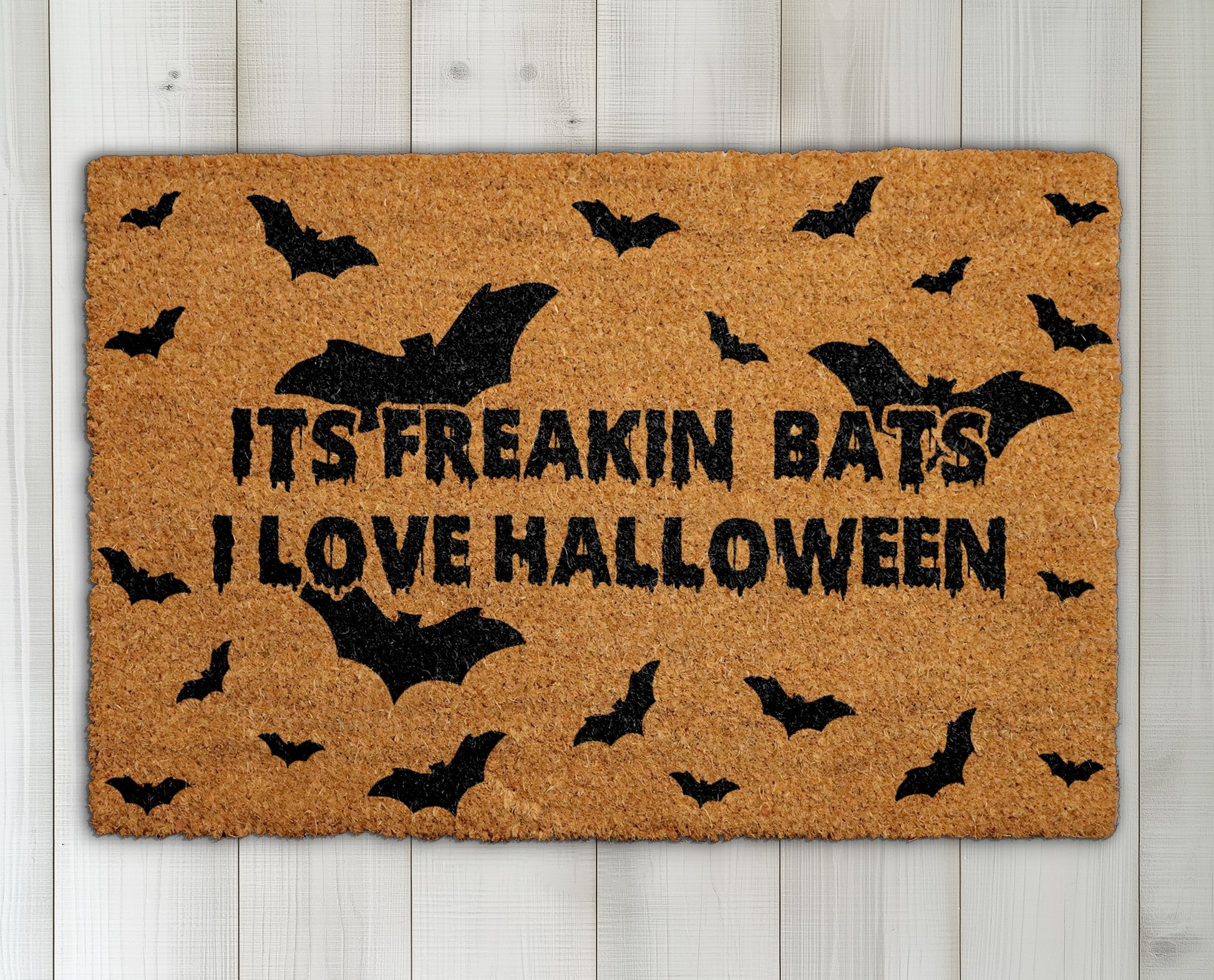 Freakin' Bats Doormat: Spooky Season Welcome Mat, Funny Housewarming Gift