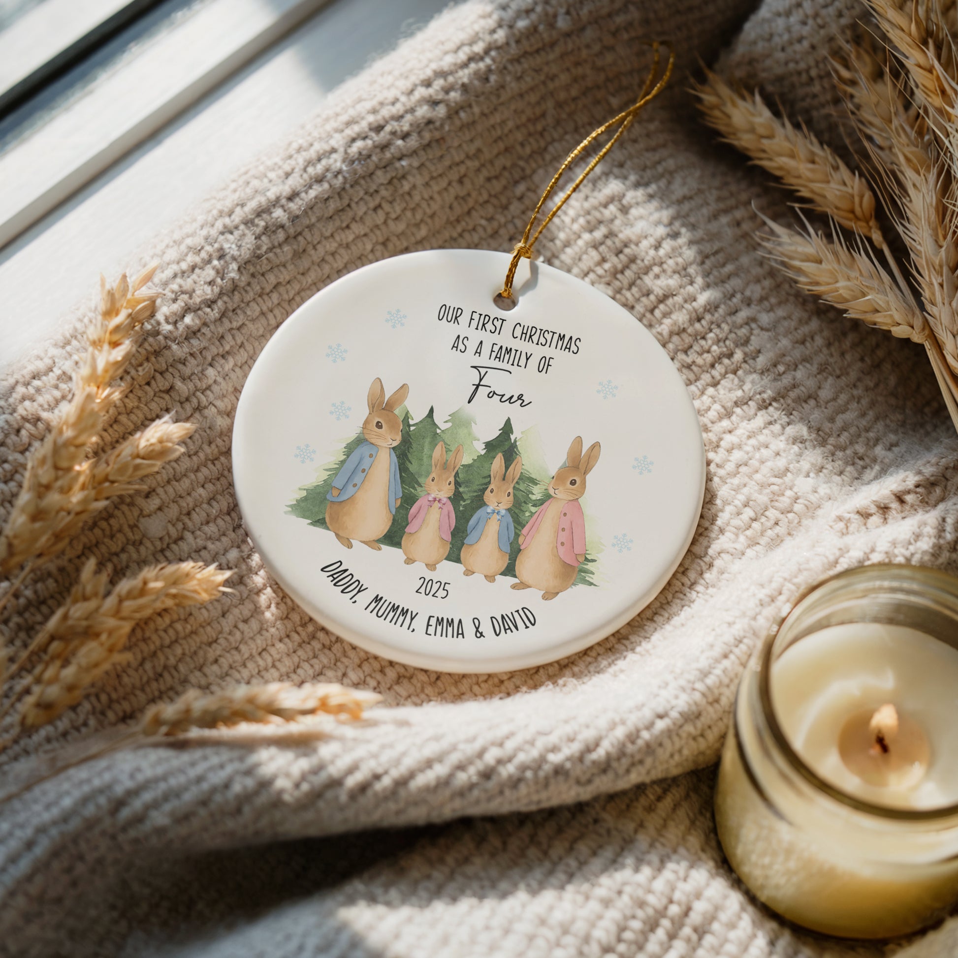 Cherish First Christmas Together with Personalized Rabbit Theme Ornament