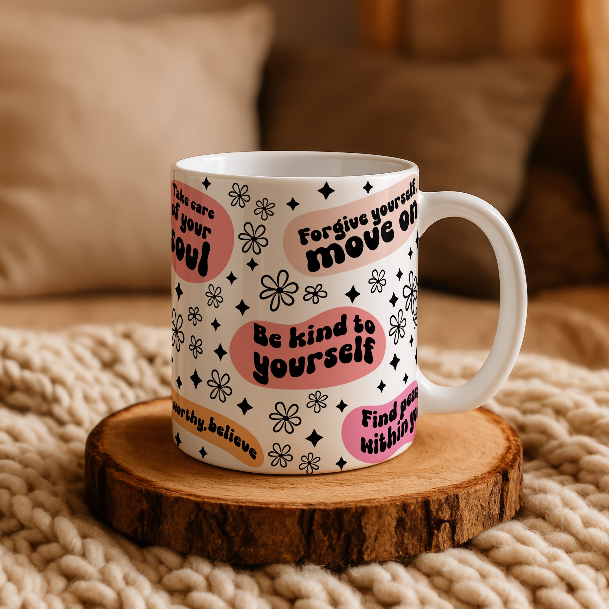 Vibrant Daisy Motivational Mug, Stylish Gift for Positive Vibes!