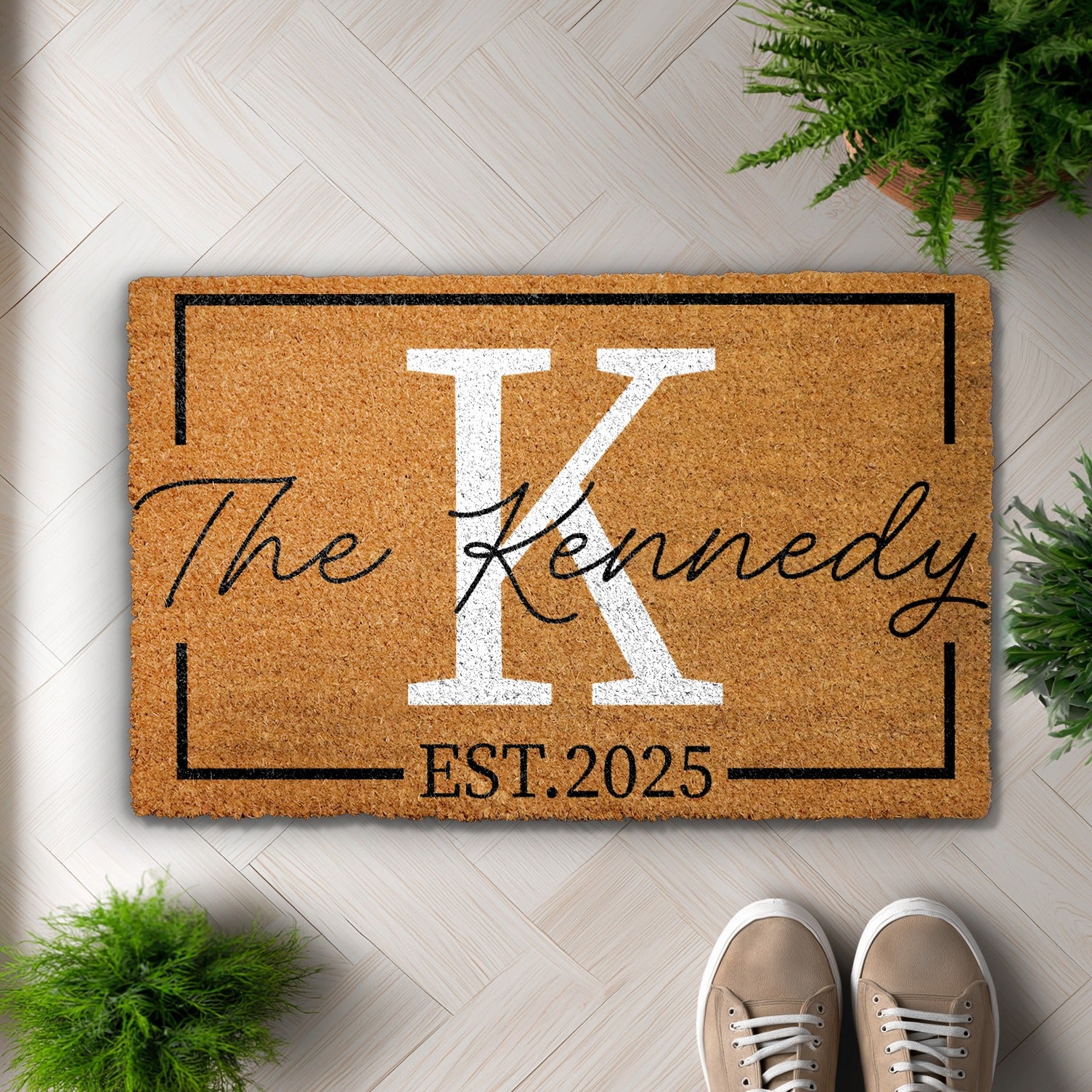 Custom Family Name Welcome Mat, Personalized Last Name & Est. Year