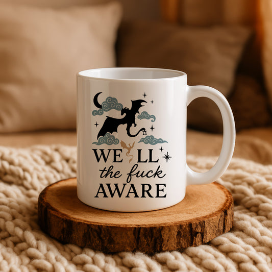 Dragon Fantasy Cloudy Night Ceramic Mug, Reader Gift