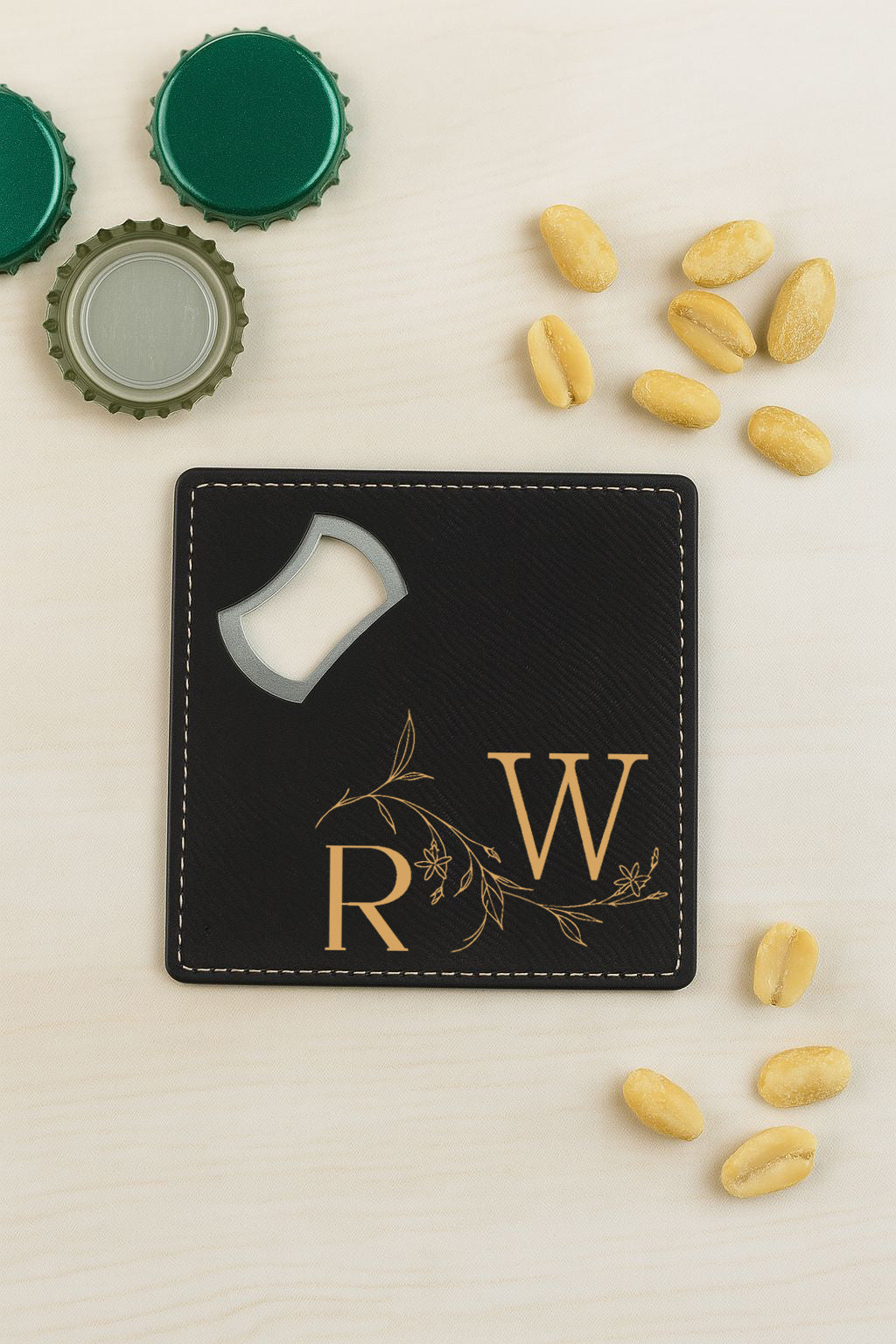 Personalized Leather Bottle Opener with Butterfly Engraving, Custom Bar Tool