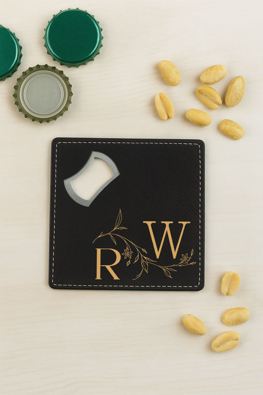 Personalized Leather Bottle Opener with Butterfly Engraving, Custom Bar Tool