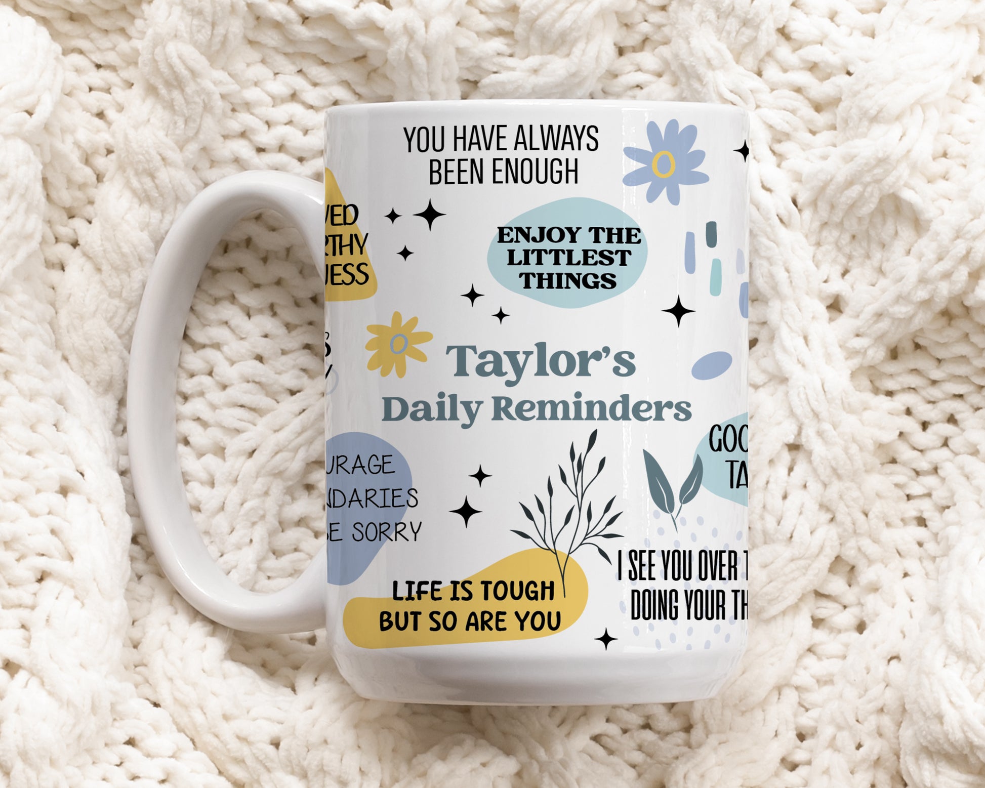 Empowering Custom Name Ceramic Mug, Motivational Quotes Coffee Cup