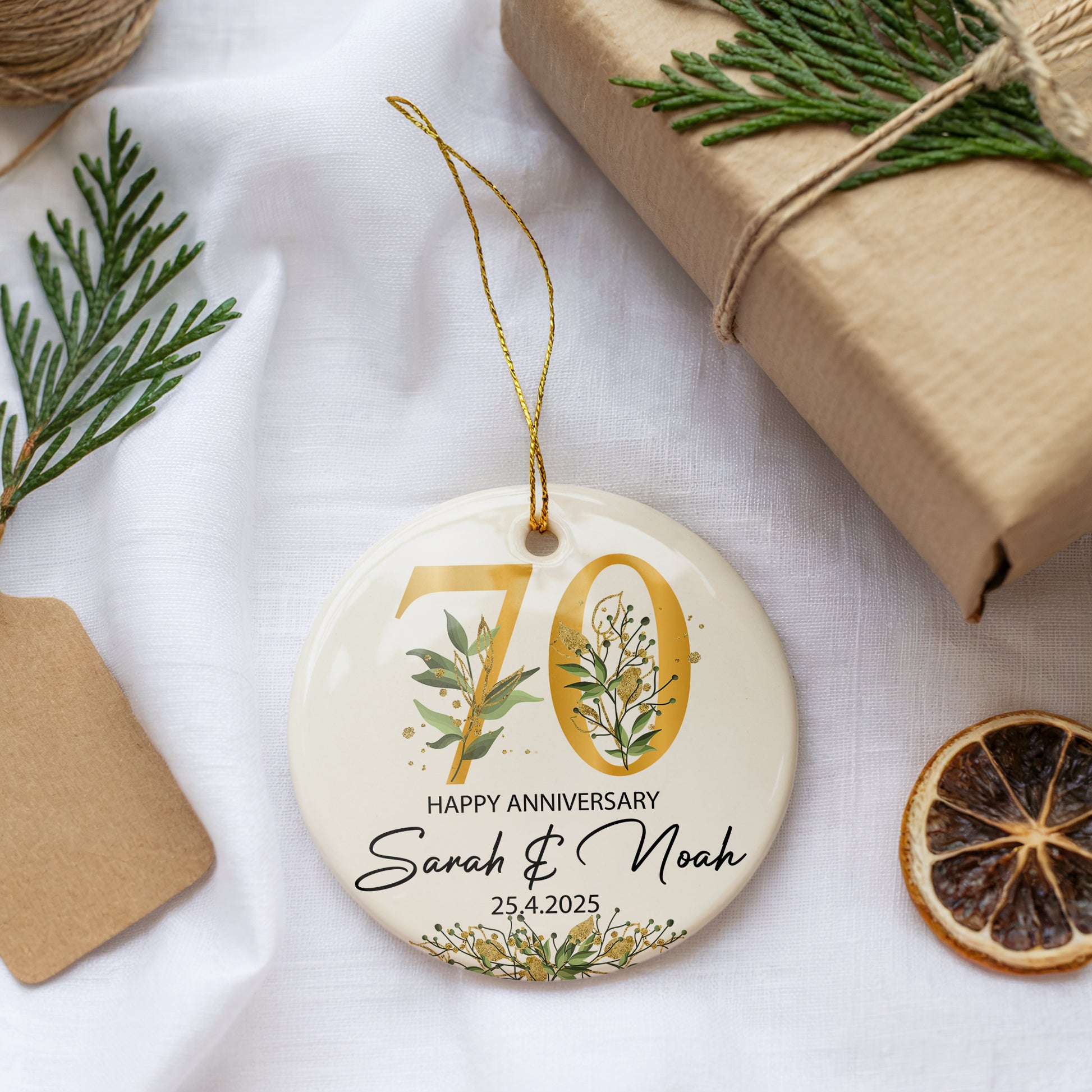Personalized Floral Anniversary Ornament, Romantic Marriage Keepsake