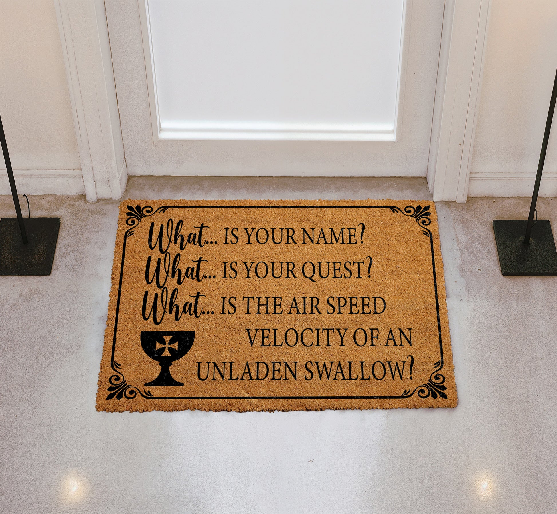 Decorate with Personality: Unladen Swallow, Bridge Of Death Welcome Mat