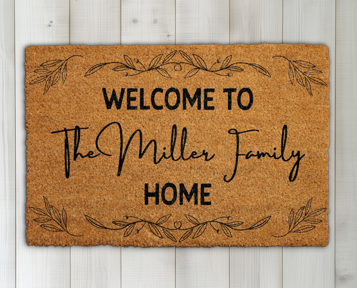 Personalized Family Name Doormat, Custom Last Name Front Porch Decor