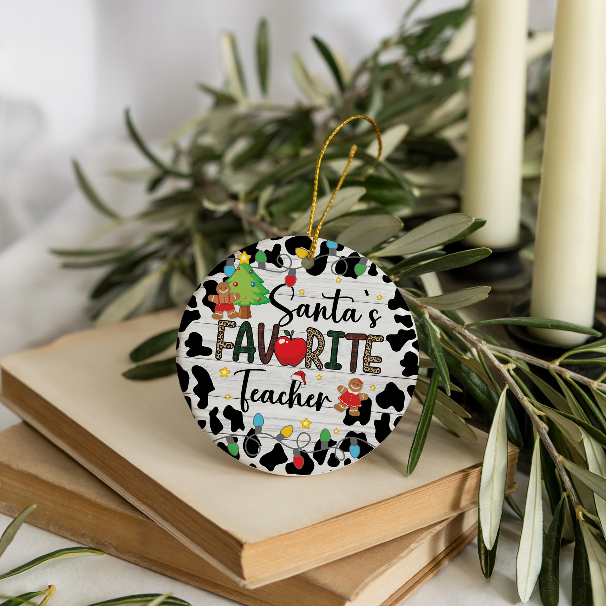Santa's Favorite Teacher Ornament, Appreciation Gift, Class Keepsake, Christmas Bulk