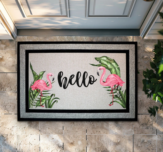 Tropical Leaves Welcome Mat: Summer Front Porch Decor, Cute Housewarming Gift