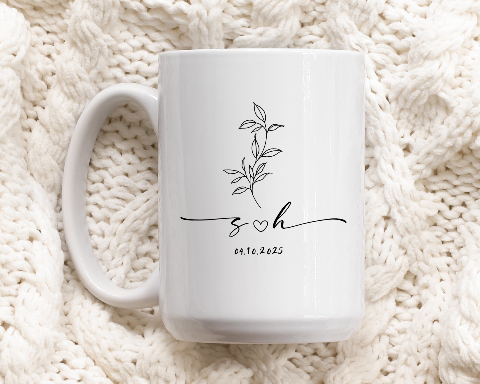 Couple Initials Ceramic Cup, Valentine's Day Gift Coffee Mug, Anniversary Tea