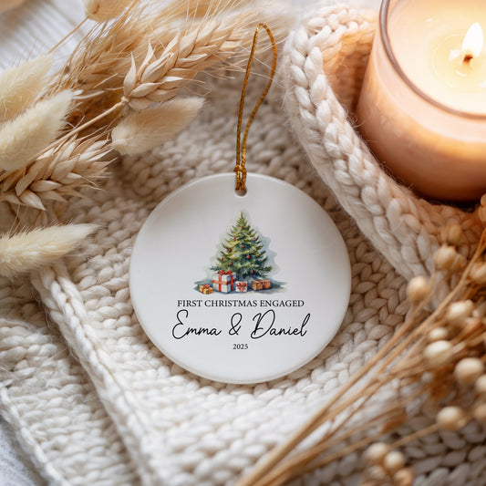 Celebrate First Christmas Engaged, Tree Design Ceramic Hanging Ornament