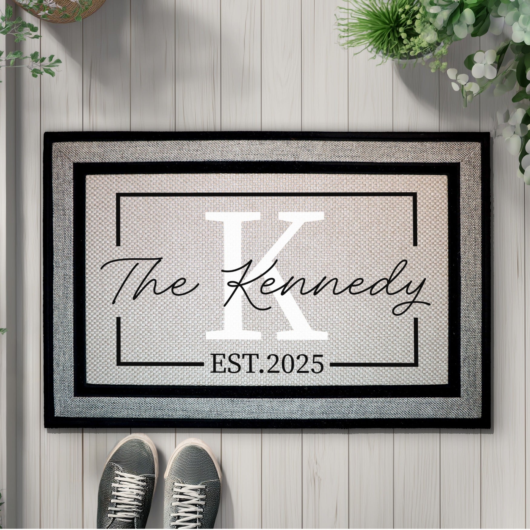 Personalized Last Name Doormat, Initial Welcome Mat, Anniversary Couple Gift