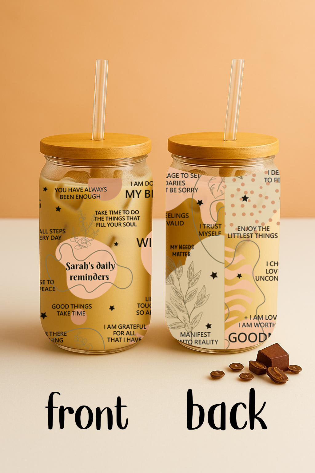 Personalized Daily Motivation Can Glass Tumbler, Empowering Eco-Friendly Ice Cup