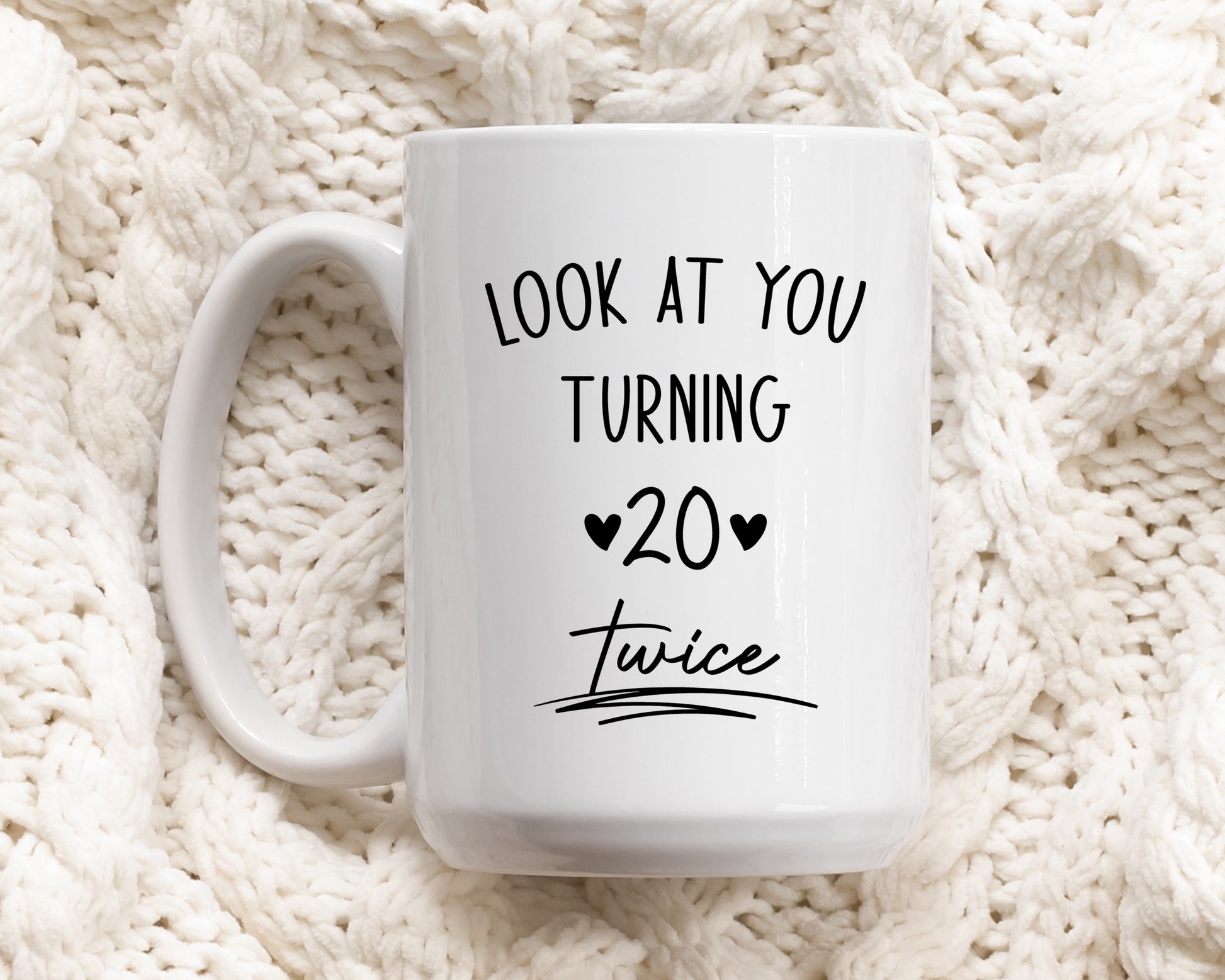 Personalized Double 20 Birthday Ceramic Mug, Hilarious Gift for Friends