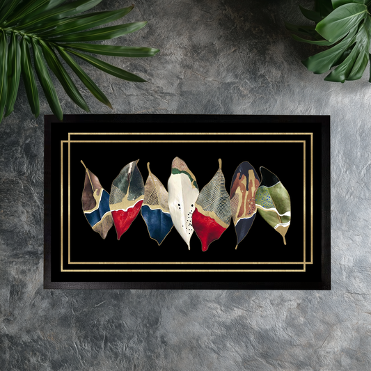 Modern Leaf Doormat: Artistic Entryway Rug, Elegant Indoor-Outdoor Decor Gift