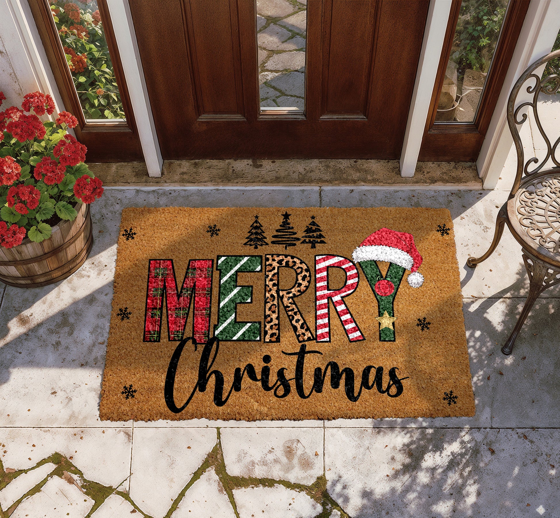Celebrate with Style: Modern Holiday Welcome Mat, Front Door Festive(',')