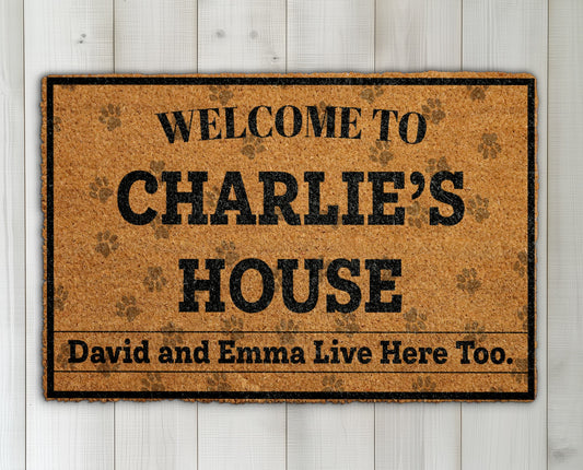 Custom Pet House Doormat, Personalized Welcome Mat, Funny Pet Lover Gift