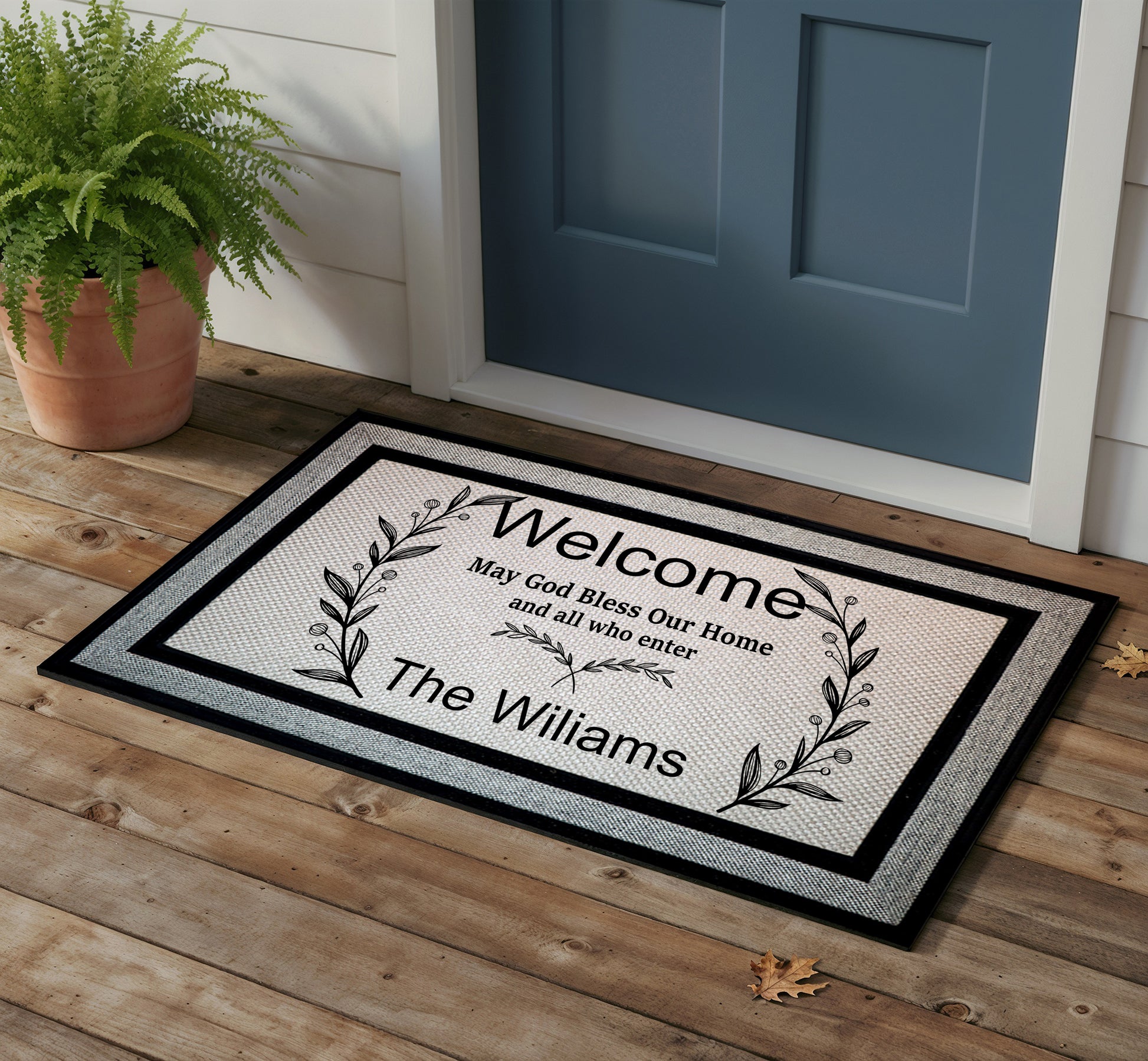 Custom Religious Welcome Mat: Personalized Family Blessings Doormat