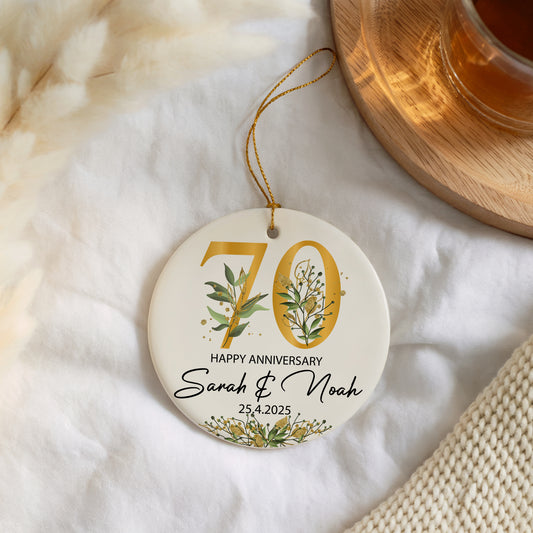 Personalized Floral Anniversary Ornament, Romantic Marriage Keepsake